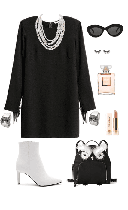 coco style / minimalist black and white / owl element