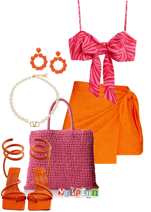 Pink w/ orange for summer look🌸🌞🌴