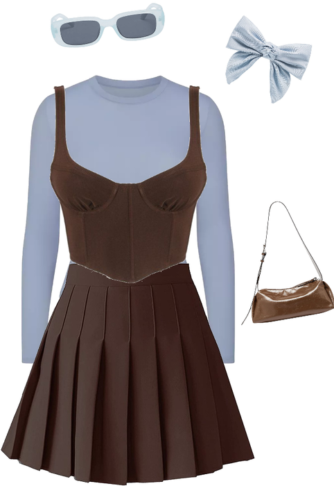 light blue and brown outfit