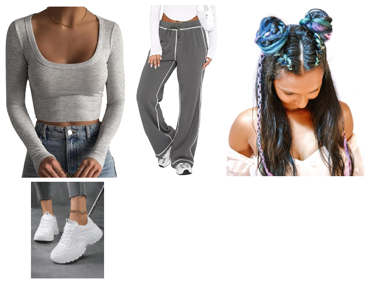 Track Pants, Crop Top, and Sneakers