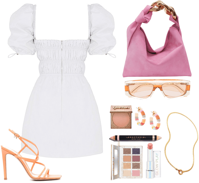 -white, pink & orange outfit-