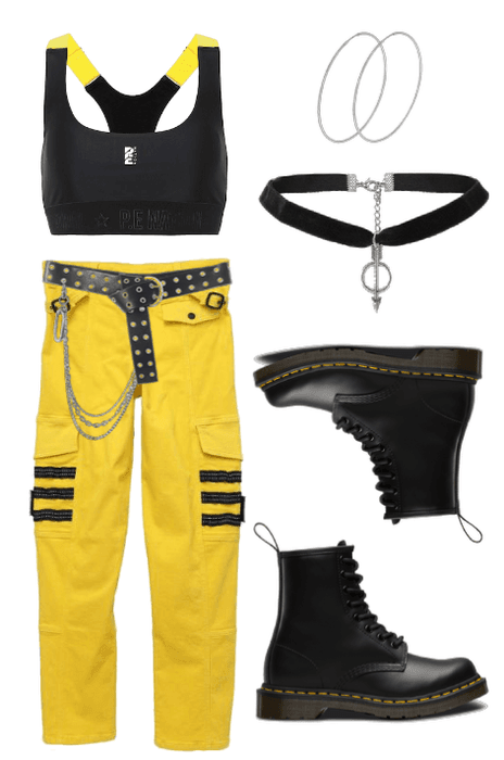 yellow black stage outfit