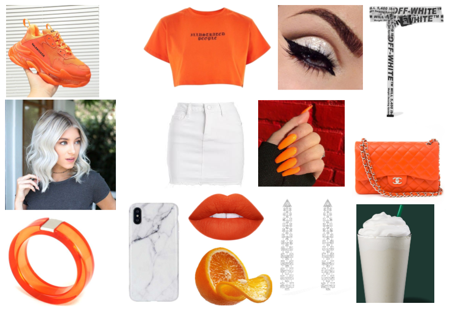 white and orange outfit