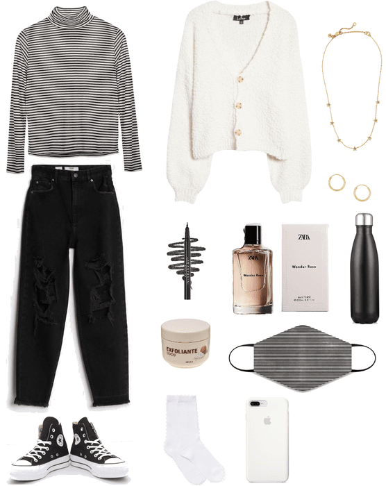 basic white and black outfit
