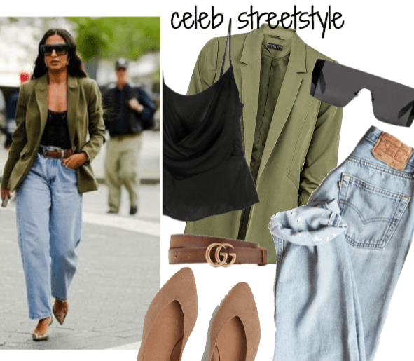 celeb street style: green blazer