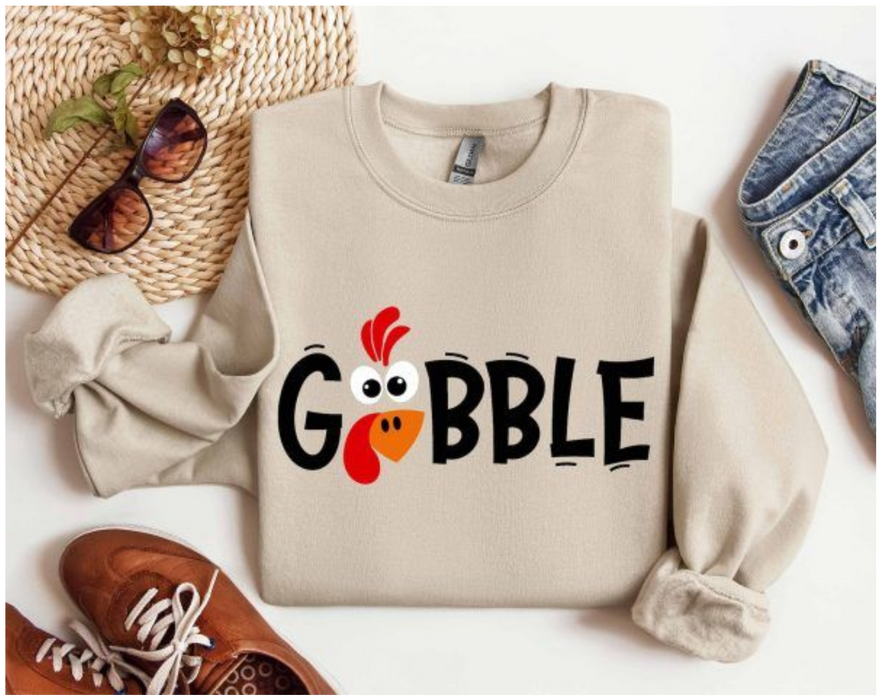 Gobble Turkey Thanksiving Sweatshirt and Hoodie