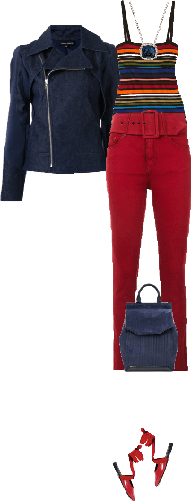 Casual outfit: Red - Navy