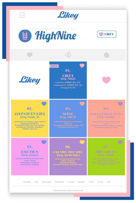 HighNine (하이 나인) 'LIKEY' Tracklist