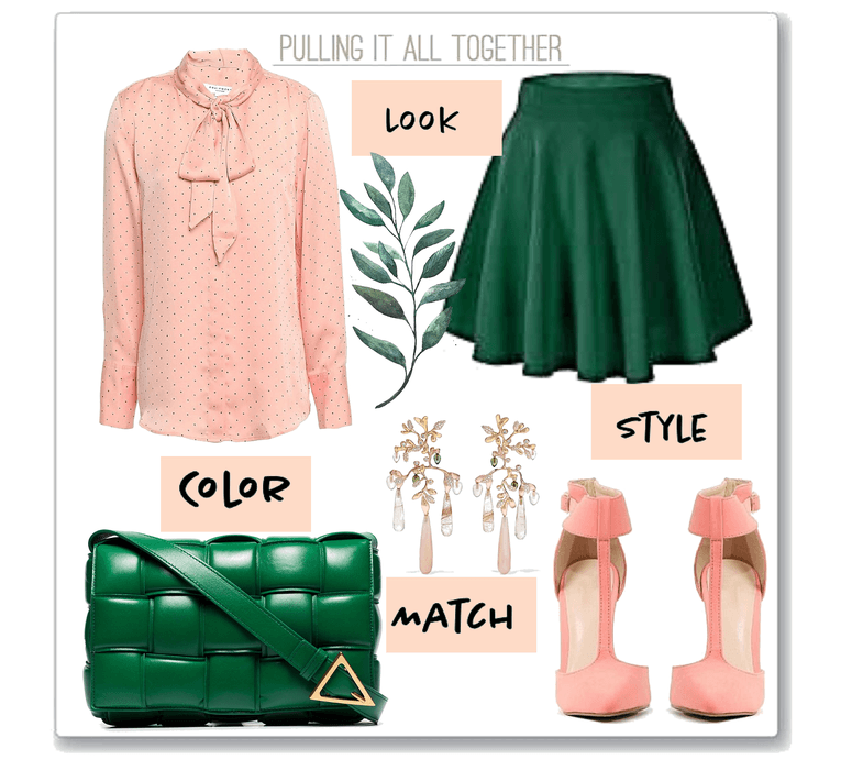pine green + pink peach.