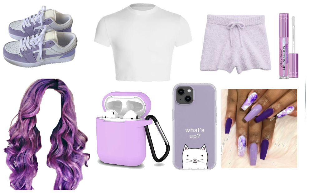 white and purple  outfit