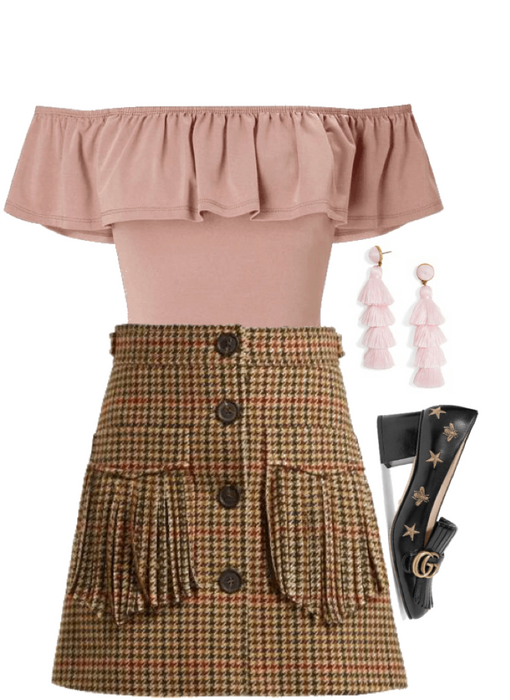 gucci skirt and shoes