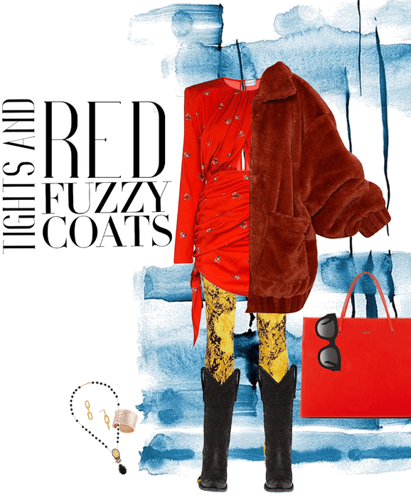 tights and red fuzzy coats