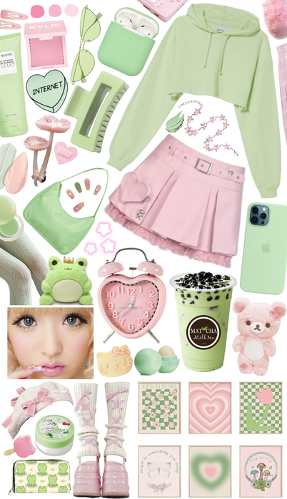 pink and green kawaii