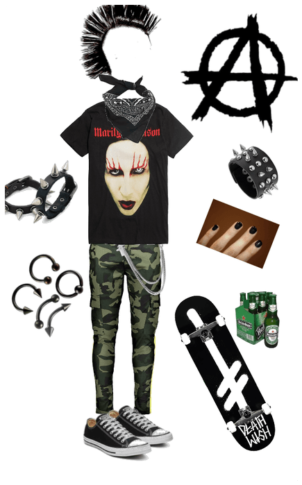 Punk rock skater outfit