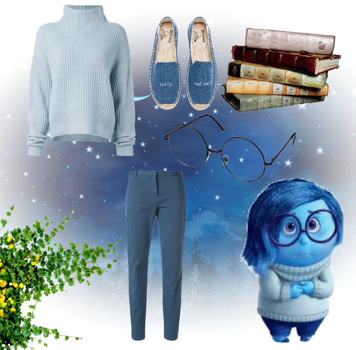 Dressing up as Sadness from Inside Out