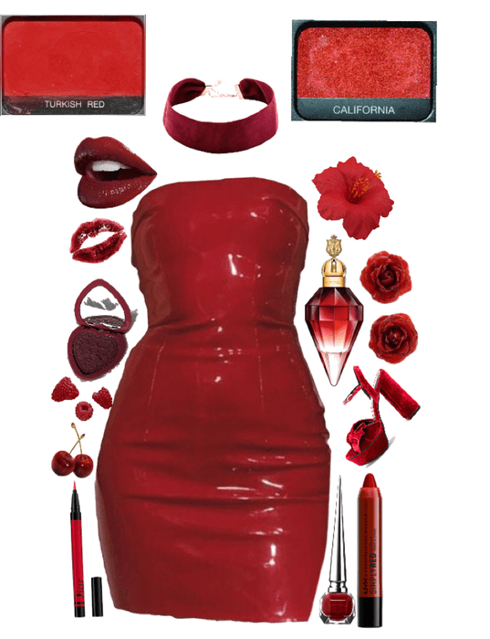Deep red shiny club outfit