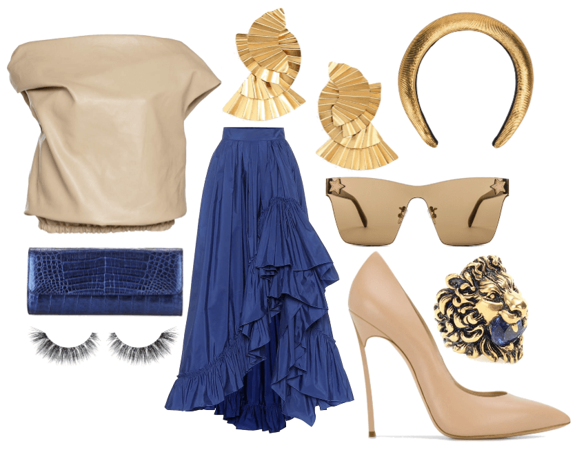 Beige, blue and gold