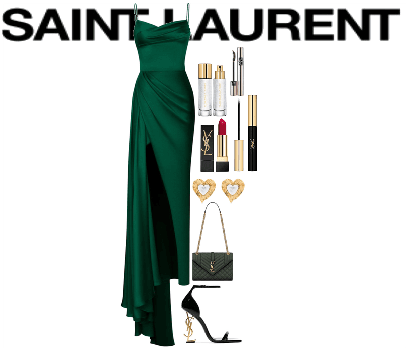 green and black saint Laurent outfit