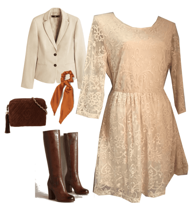 IVORY LACE DRESS OUTFIT FALL