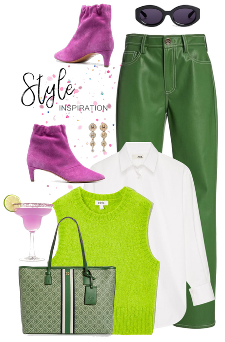 lime sweater vest outfit