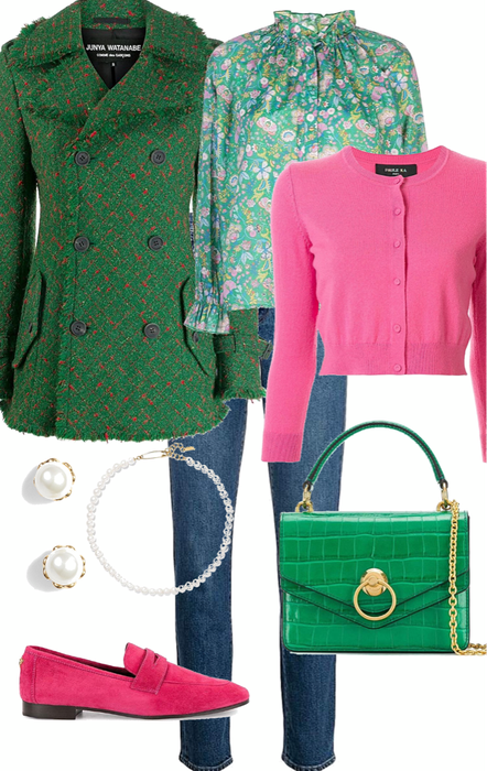 preppy pink and green