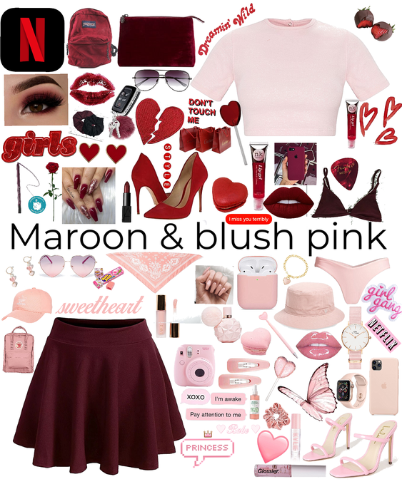 blush pink and maroon