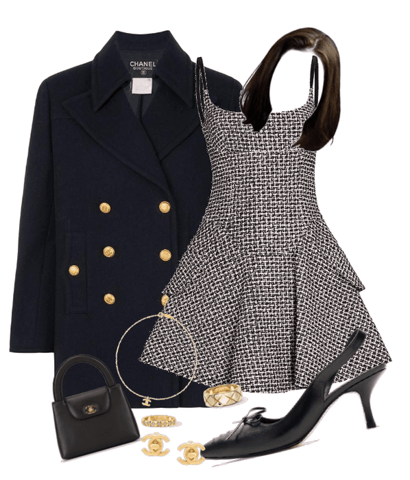 Evening- B&W Chanel Tweed Minidress