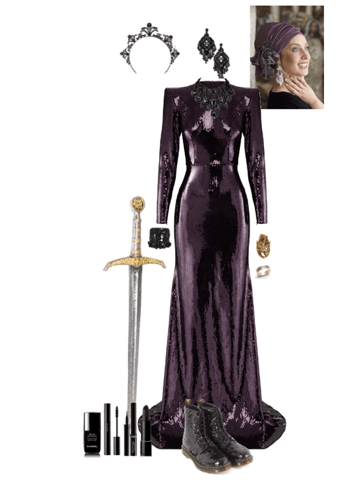 purple black sequin look (Athena)