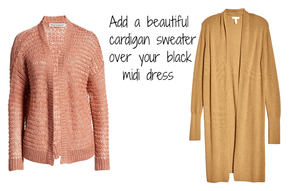 Cardigan Sweaters Over Midi Dress