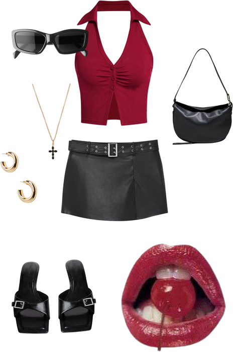red and black going out outfit