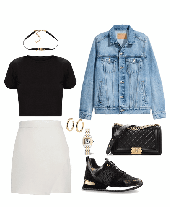 casual outfit with white skirt