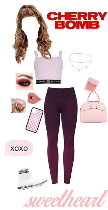 maroon and soft pink outfit