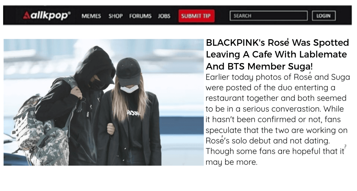 BLACKPINK's Rosè Spotted With Suga - AllKpop