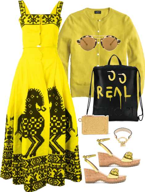 Yellow, Black and Gold Vacation Sundress