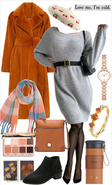 Orange Mink Fur Coat Cold Weather Outfit Inspo