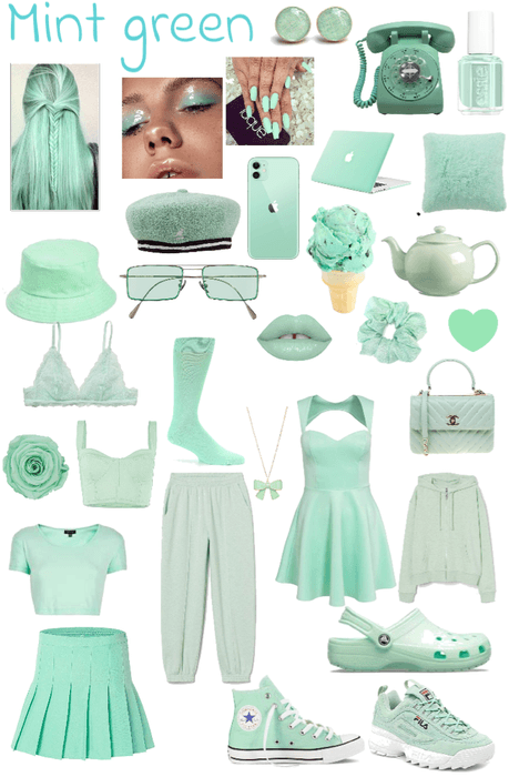 monochromatic mint green outfit