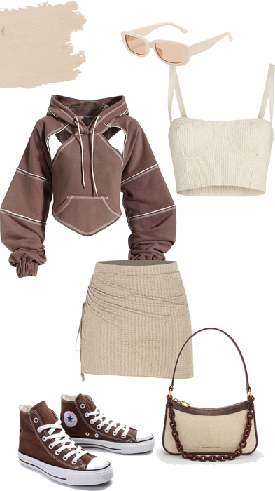 white and brown outfit