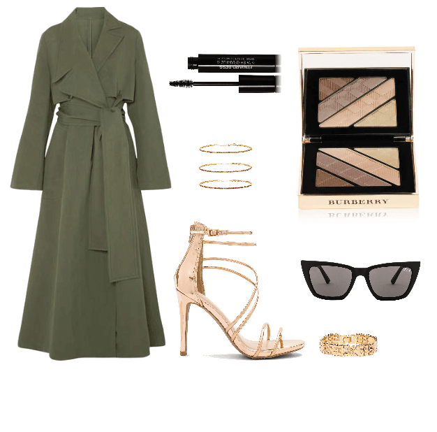 Rose gold and green trench coat