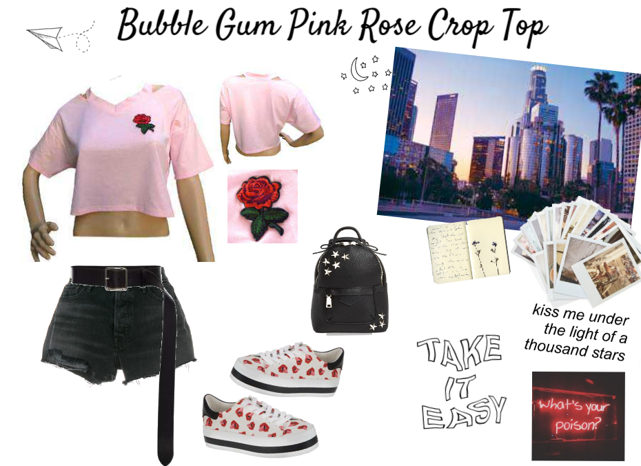 Bubble Gum Pink Rose Crop Top