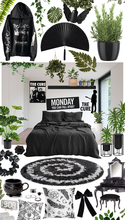 minimalist goth bedroom