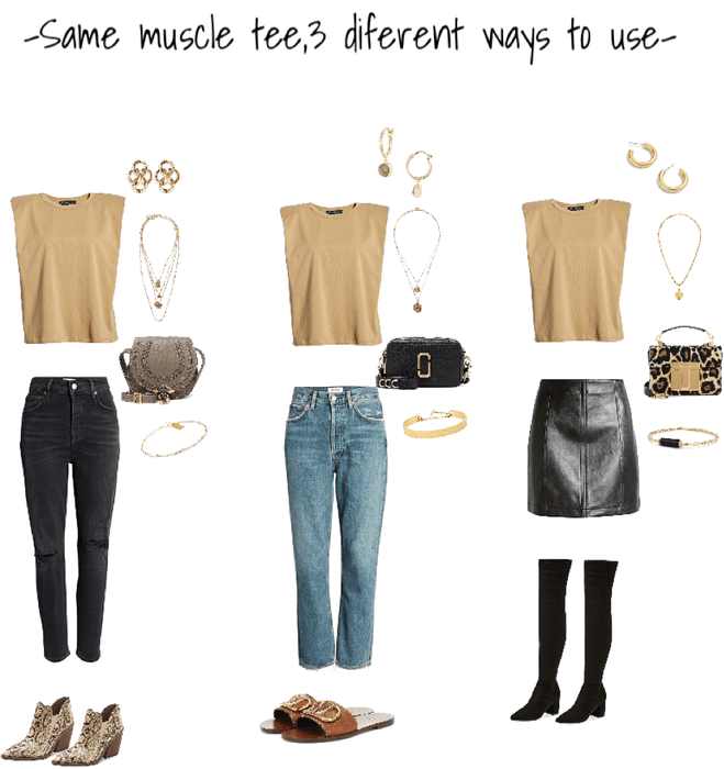 Same muscle tee,3 diferent ways to use