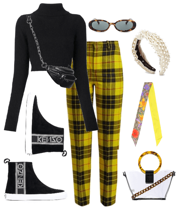 yellow checkered outfit