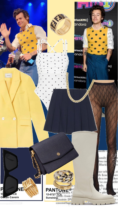 Harry Styles inspired-yellow and navy