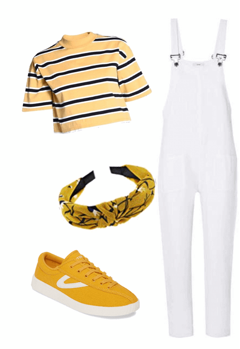 yellow overall outfit