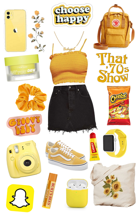 yellow themed high school outfit
