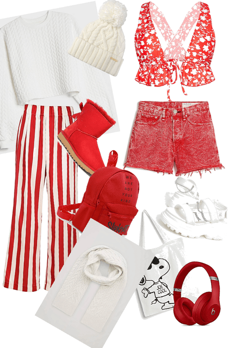 red and white summer and winter outfits x