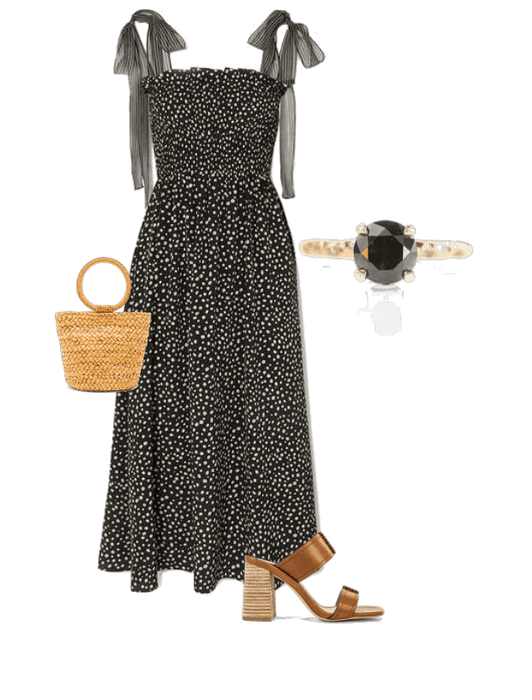black polkadot dress