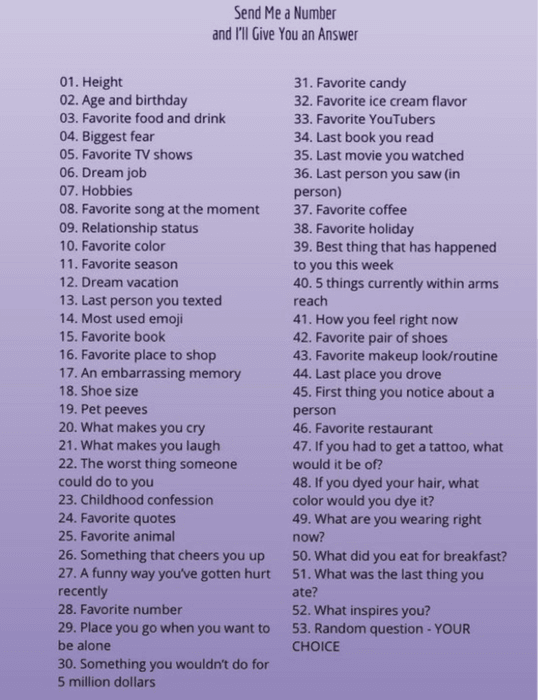 send me a number and I’ll answer