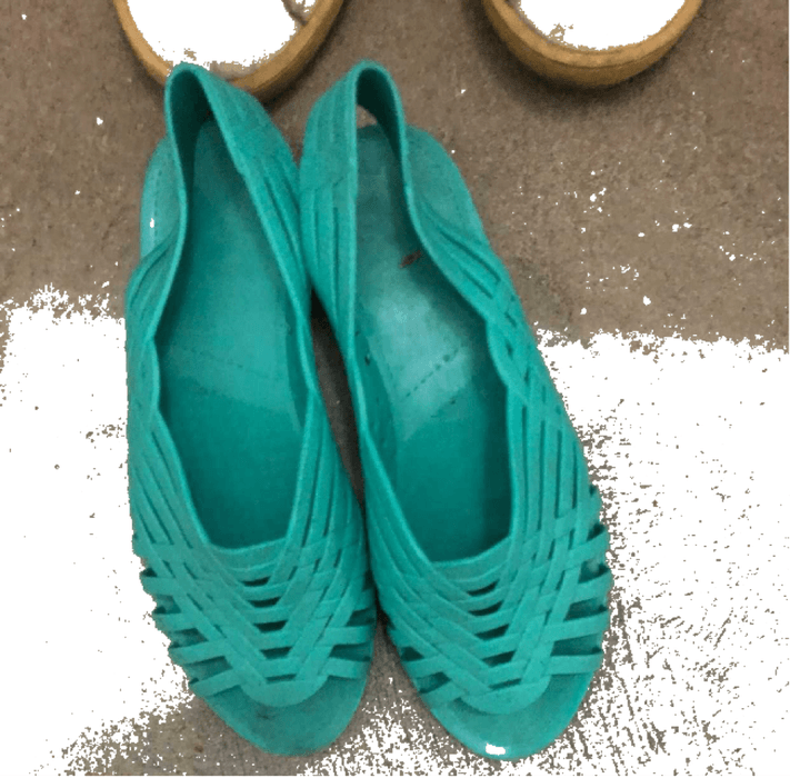 plastic turquoise sandals