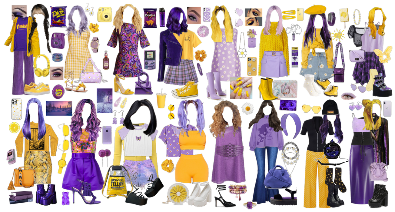 contrasting colors: gold and lilac
